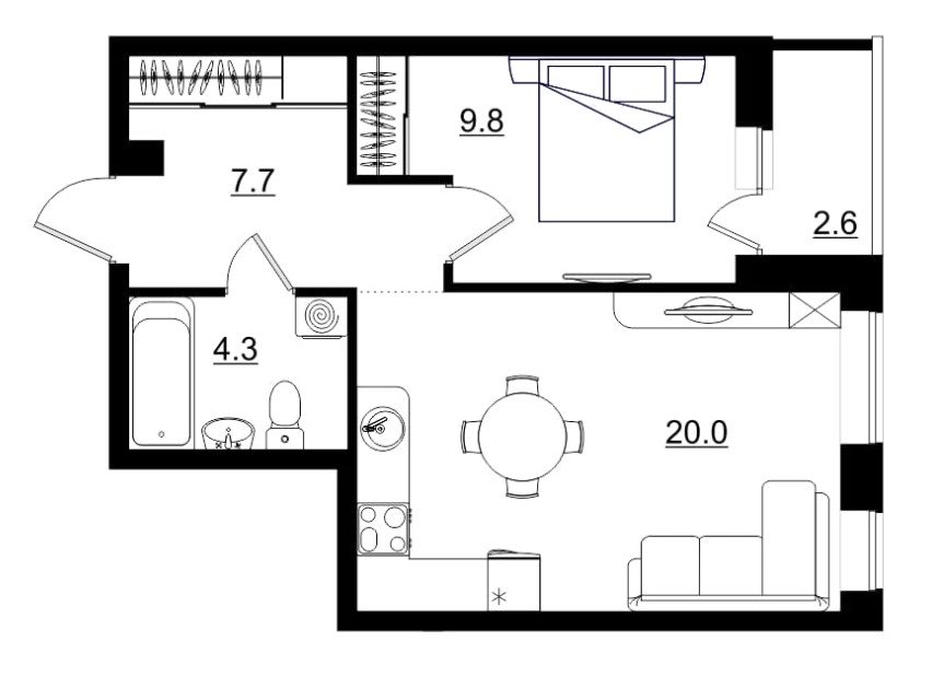 планировка квартиры 43 м2